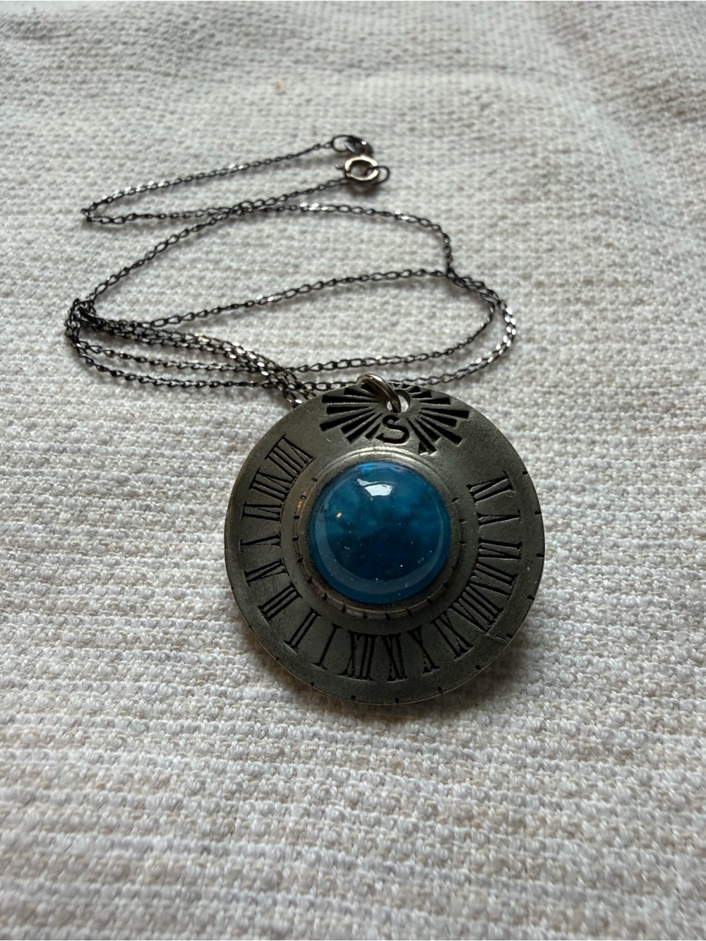 Vintage Saturn Ring Dial Necklace Sundial